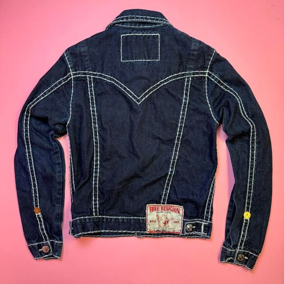 VINTAGE TRUE RELIGION JIMMY SUPER T 1990s Y2K DENIM JACKET💚 - Picture 5 of 16
